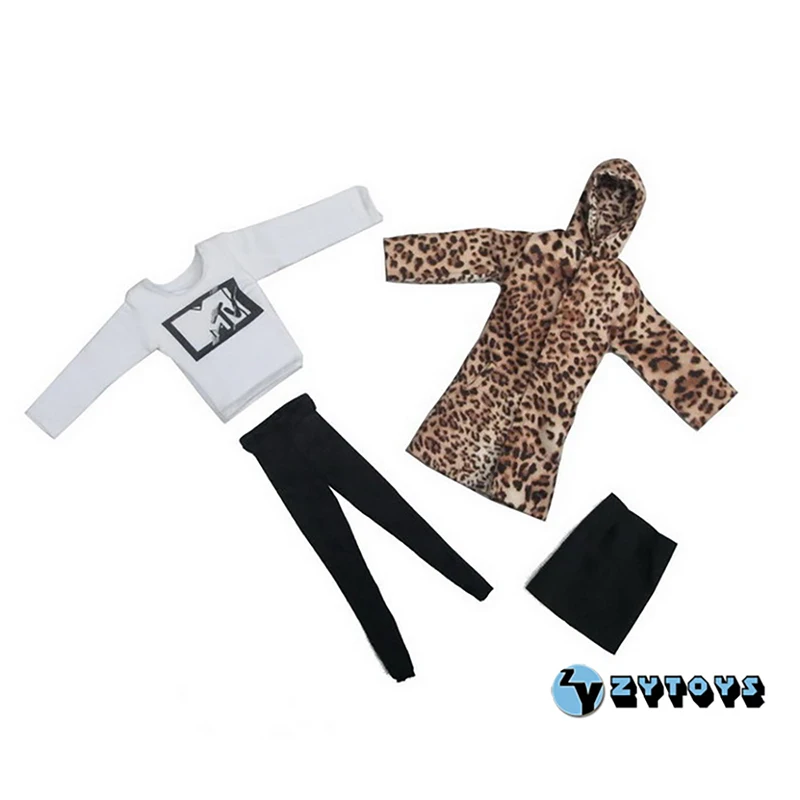 

ZYTOYS 1/6 Scale Female Leopard Print women Coat Suit Clothes Suit Clothing For 12" Action Figure Body Female Doll Accessories
