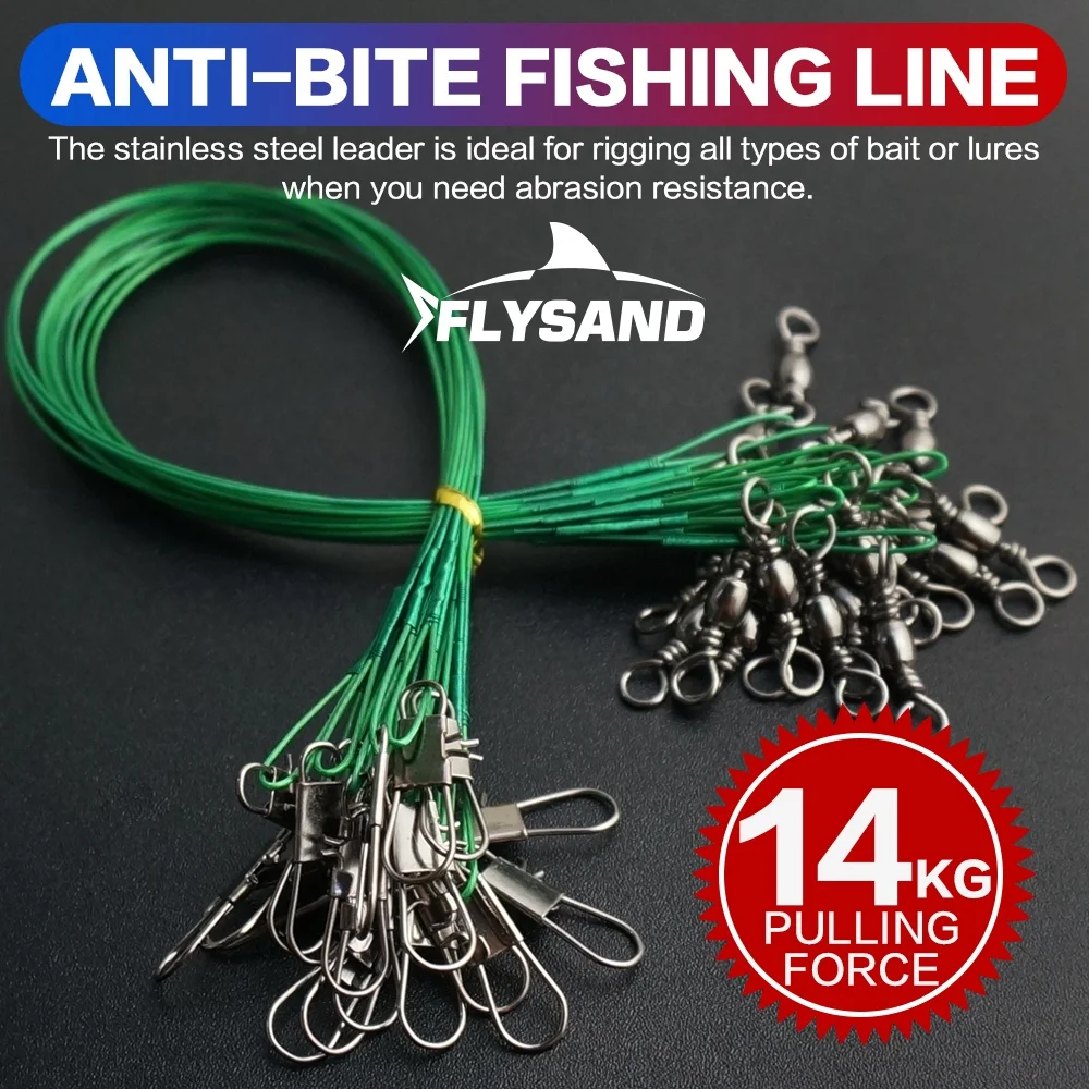 FLYSAND Fishing Wire Leaders Stainless Steel Nylon-Coated Fishing Line Wire Leaders Anti-Bite Fishing Line 20Pcs/Lot