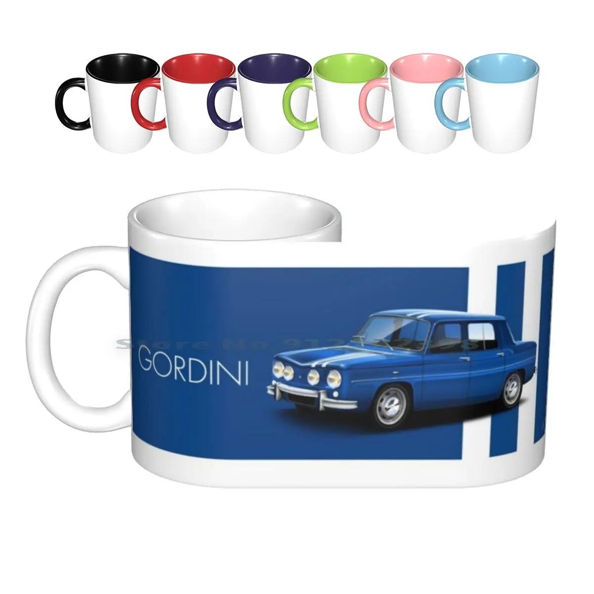 R 8 Gordini Illustrated Mug Wrap Ceramic Mugs Coffee Cups Milk Tea Mug French Cars R8 Gordini 1970s Car R8 Car Automotive Art