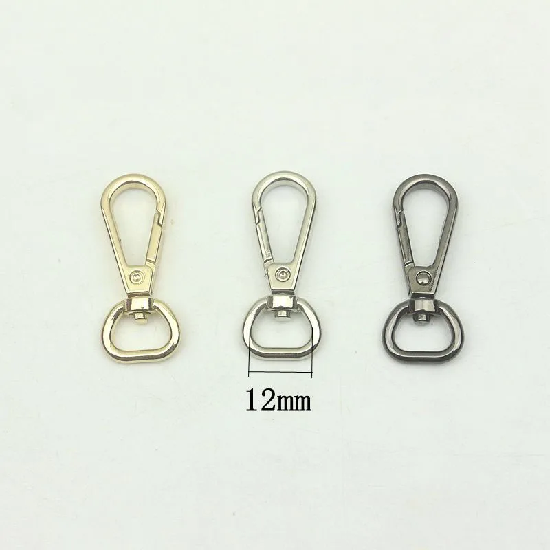 

50Pcs 12mm Snap Hooks Silver Gold Luggage Bag Metal Buckles KeyChain Dog Collar Lobster Clasp Hook DIY Hardware Accessories