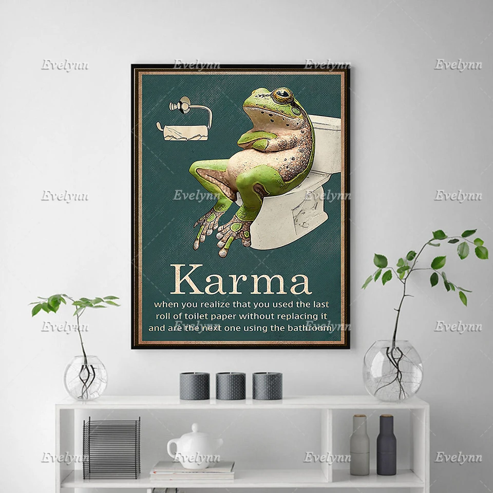 Funny Defination Of Karma /Karma Poster/Funny Bathroom Signs,Toilet Paper Sign Wall Art Prints Home Decor Canvas Floating Frame