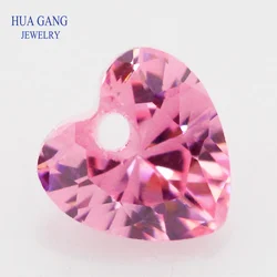 Pink Loose CZ With Hole AAAAA Heart Shape Cubic Zirconia Stone For Jewelry Making 4x4~12x12mm High Quality