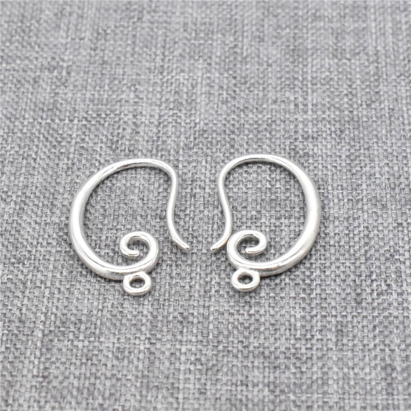 4 Pairs 925 Sterling Silver Spiral Design Ear Wires Earring Hooks w/ Ring for Jewelry Making