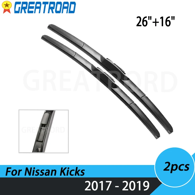 

Wiper Hybrid Front Wiper Blades For Nissan Kicks 2017 - 2019 Windshield Windscreen Front Window 26"+16"