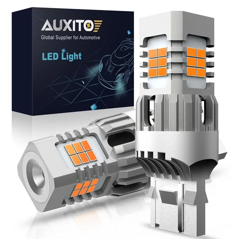 AUXITO 2 шт. No Hyper Flash T20 W21W WY21W 7440 7440NA Светодиодные лампы указателя поворота Canbus Безопасная автомобильная лампа Янтарный