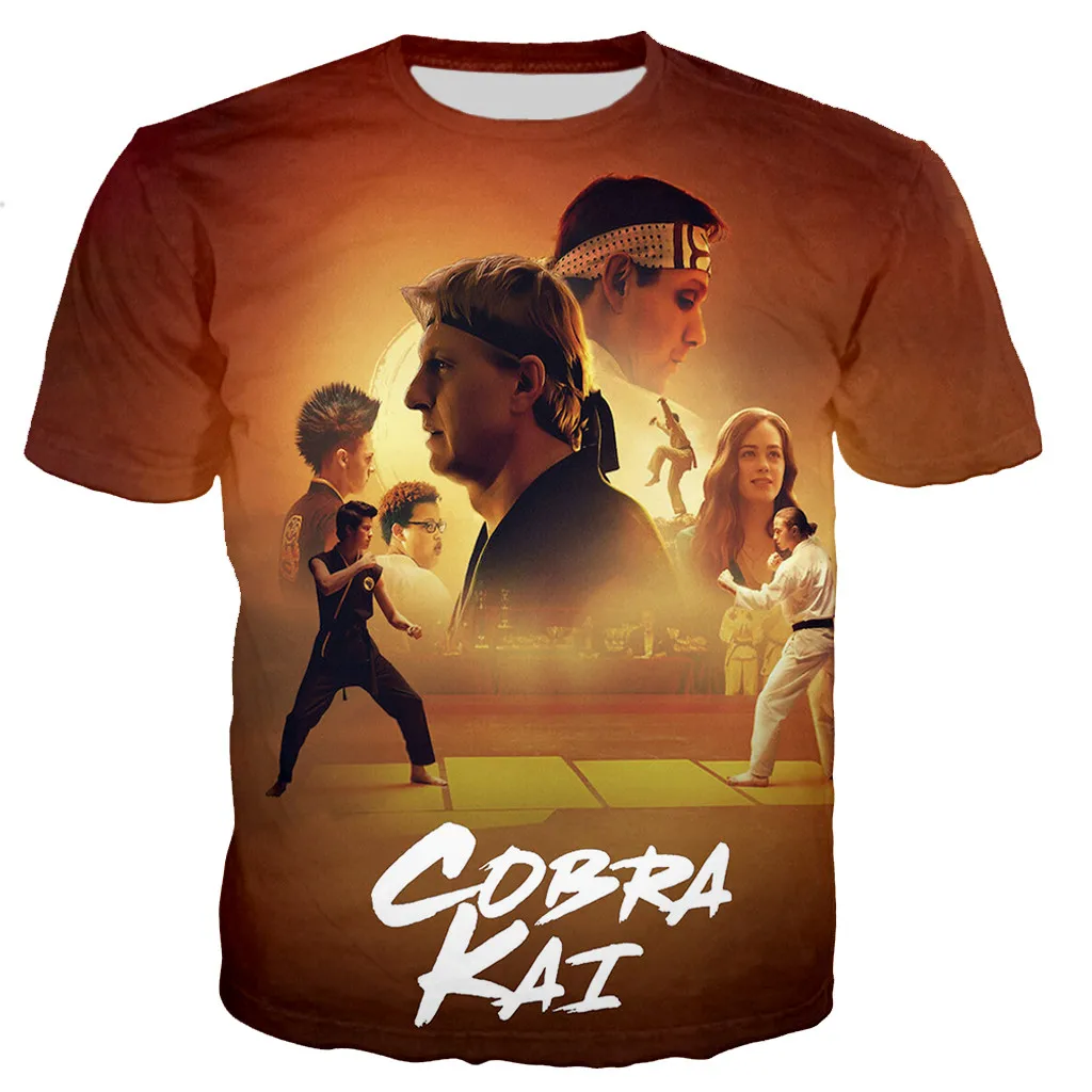 Camiseta masculina e feminina Cobra Kai estampada em 3D, estilo Harajuku casual, blusas de streetwear