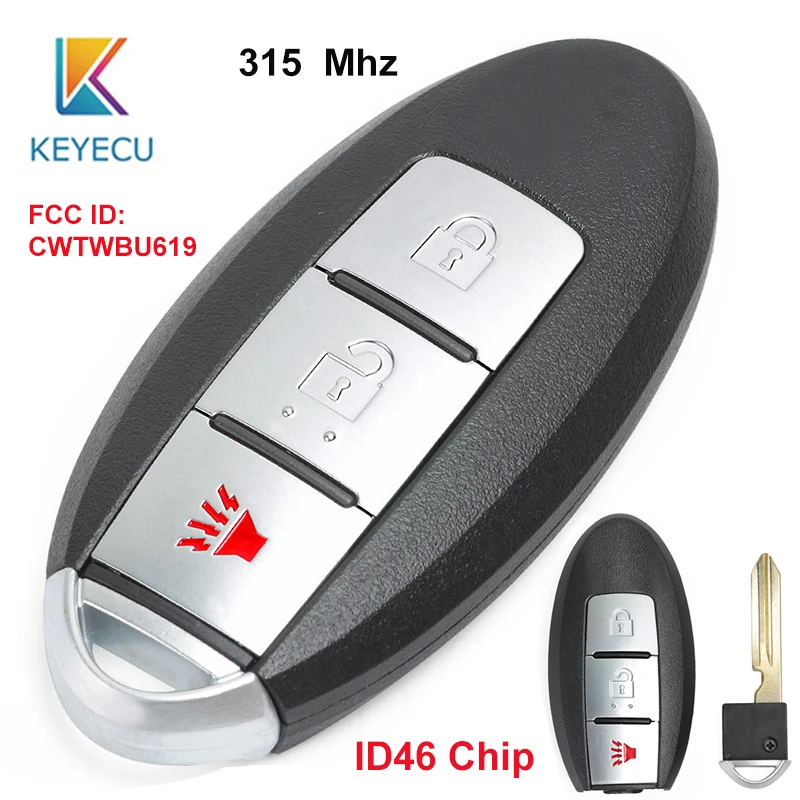 

for Infiniti FX35 FX45 2005 2006 2007 2008 Smart Remote Car Key Fob Replacement 3 Buttons 315MHz ID46 Chip FCC ID: CWTWBU619