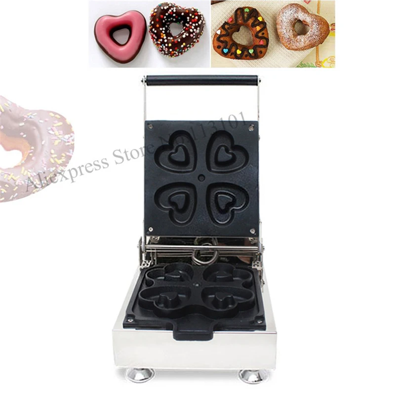 

Sweet Heart Shaped Donut Machine Stainless Steel Heart Type Donuts Maker With 4pcs Moulds