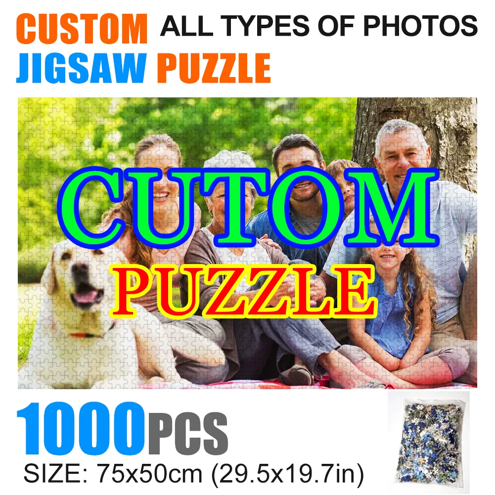 NO BOX CUSTOM Wooden Puzzle 1000 Pieces Jigsaw Puzzl Paper Educational Toys for Adult Decoration Stickers Storage Bag 75x50cm