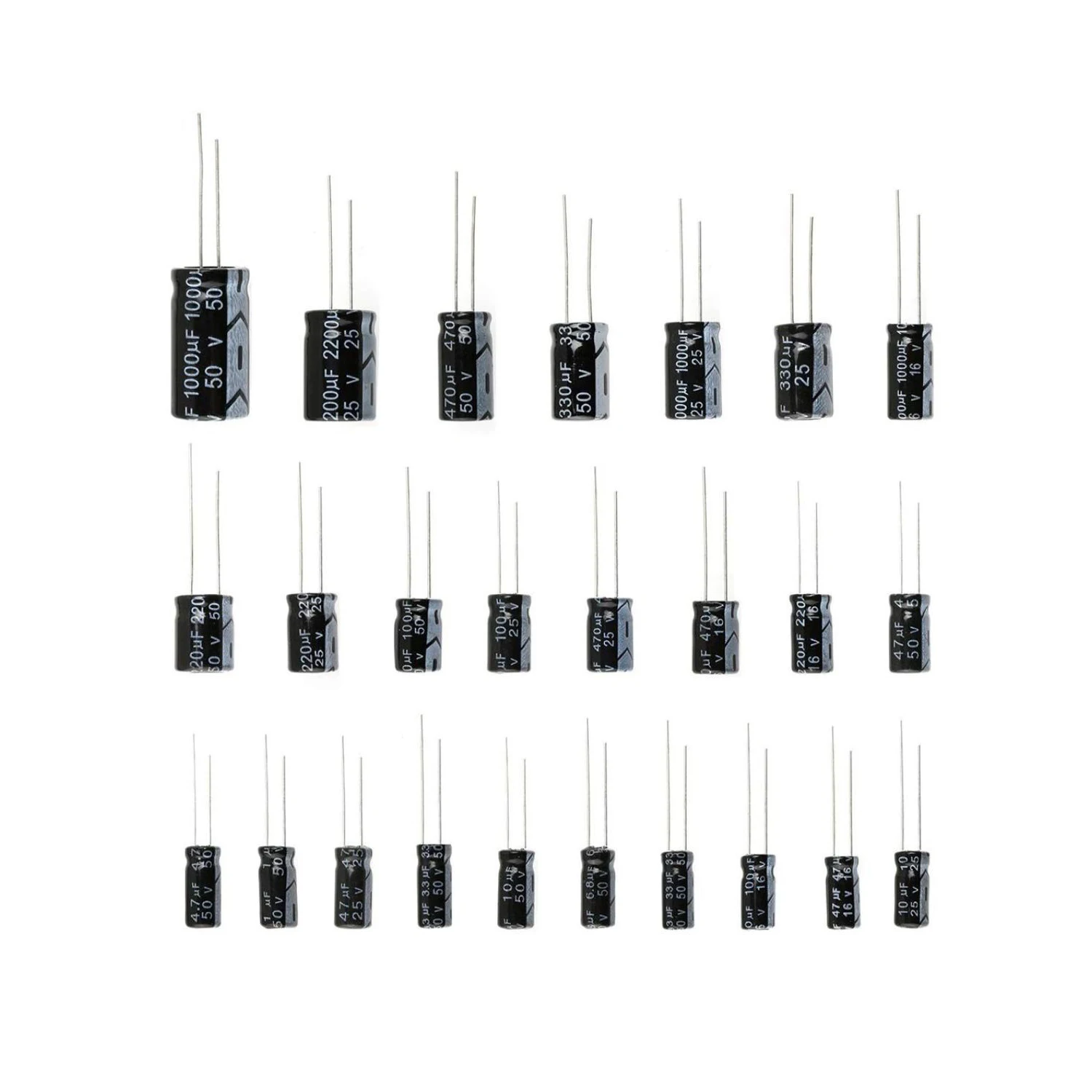 Set of 120pcs 12 Values 0.22UF-470UF Aluminum Electrolytic Capacitor Assortment Kit Set Pack for Arduino