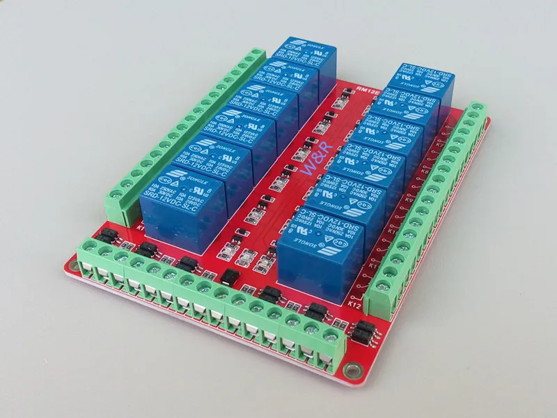 

12-way Relay Control Module / Bidirectional Optocoupler Isolation / High and Low Level Optional / 5V / 12V / 24V Optional