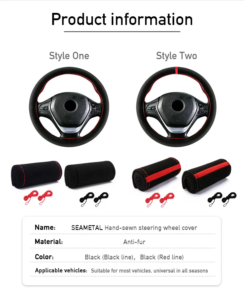 Pelz Lenkrad Abdeckung Für Auto Universal 38 cm Geflochtene Auto Lenkrad Schutz Abdeckung Leder Anti Slip Innen Teile – Detail 9