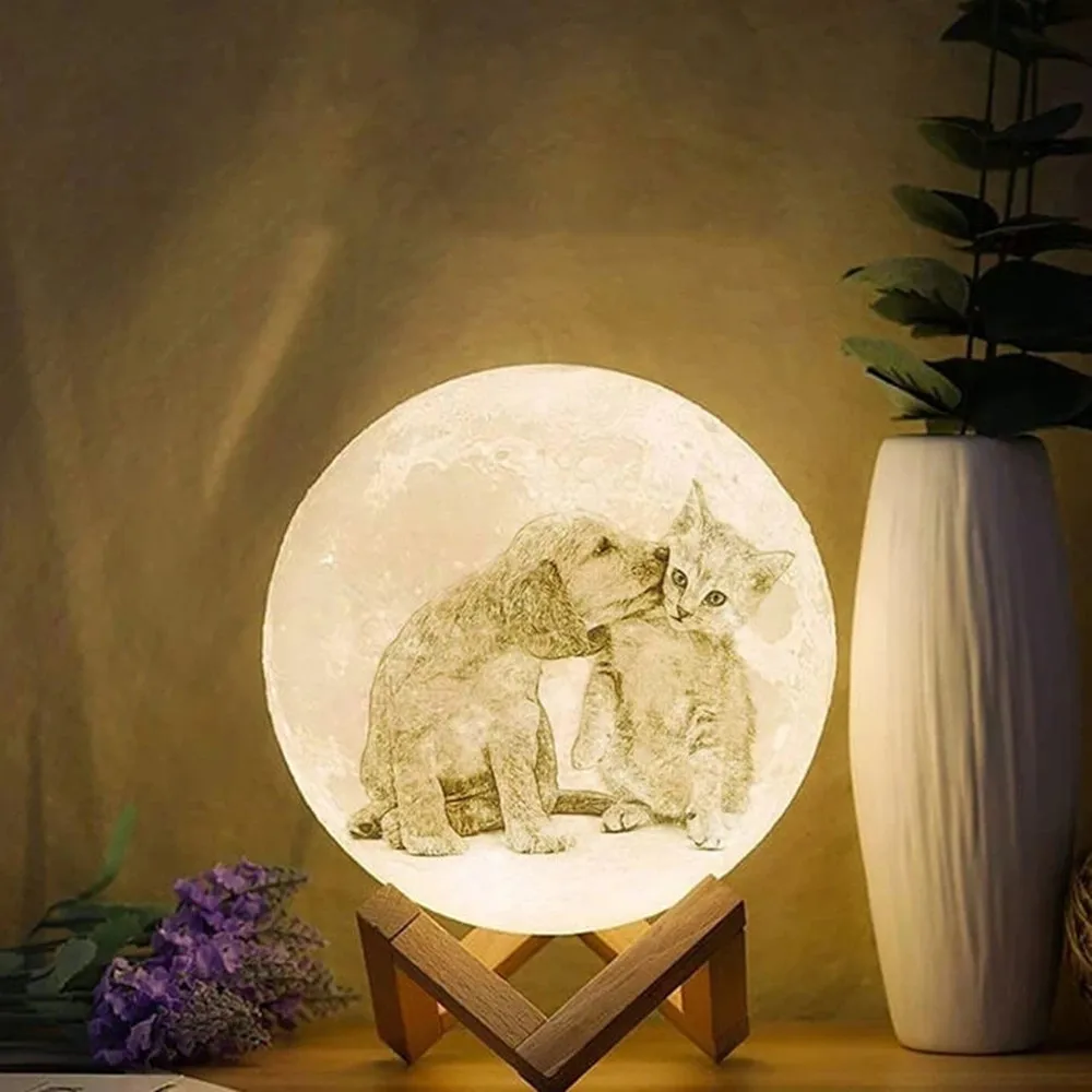 8-22CM Customized 2/16 Colors 3D Print LED Moon Light Touch/24Keys Remote Control Night Lamp for Baby Kids Home Decoration