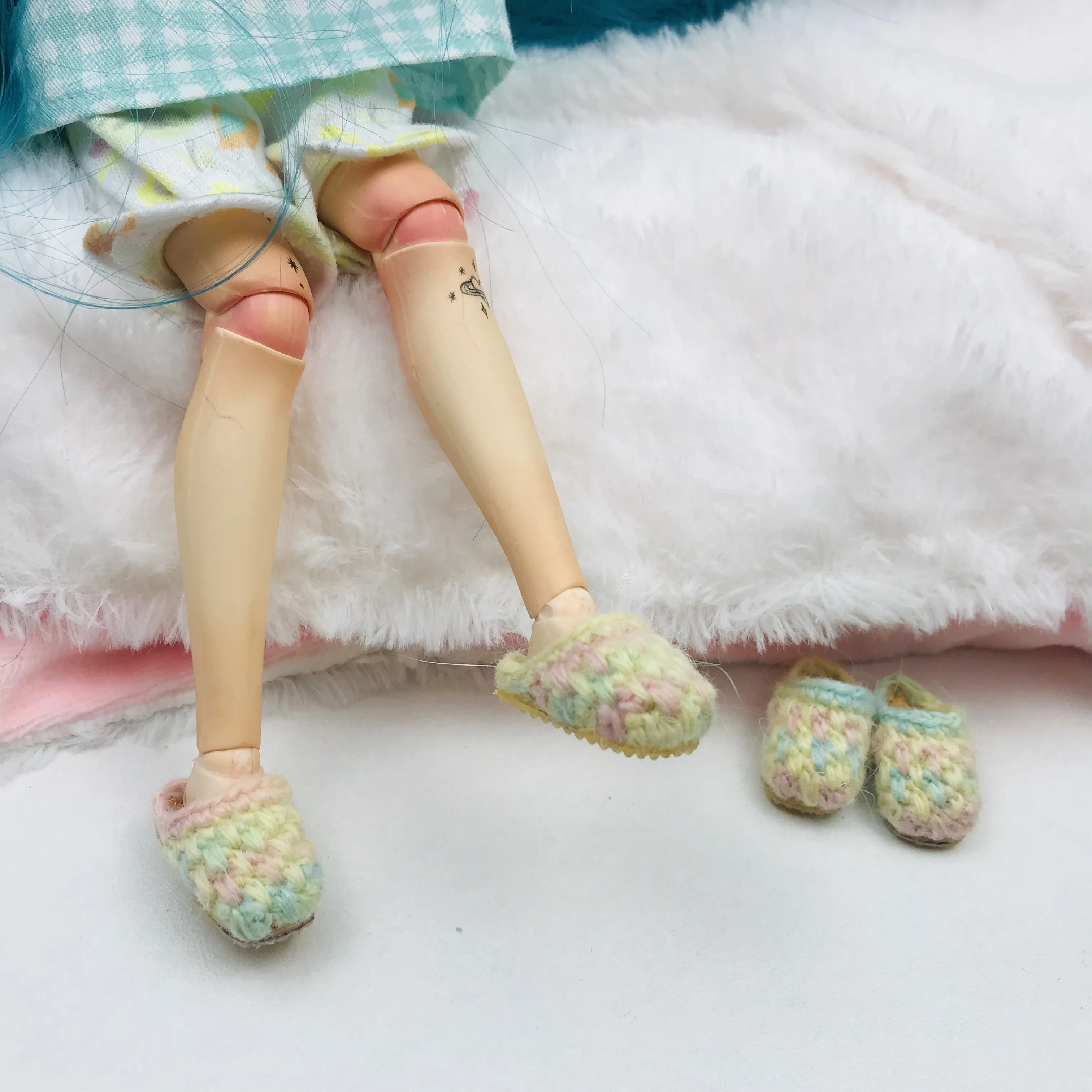 1 Pair Cute OB11 Dolls’ Slippers 3cm wool slippers shoes for blyth ob11 Dolls Shoes accessories