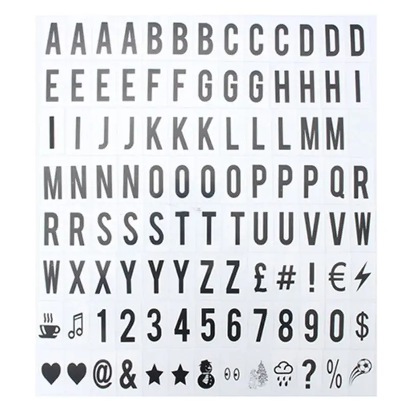 65.4x35 مللي متر سينمائية صندوق الضوء استبدال الحروف والأرقام علامات ل A4 تضيء صندوق البريد تسجيل رسالة مجلس أسود 104 قطعة