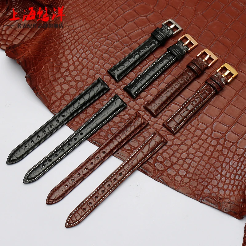 Alligator leather watchband small women\'s watch chain black brown 12mm 13mm  14mm 15mm 16 17mm for Armani F-iyta Wristband strap