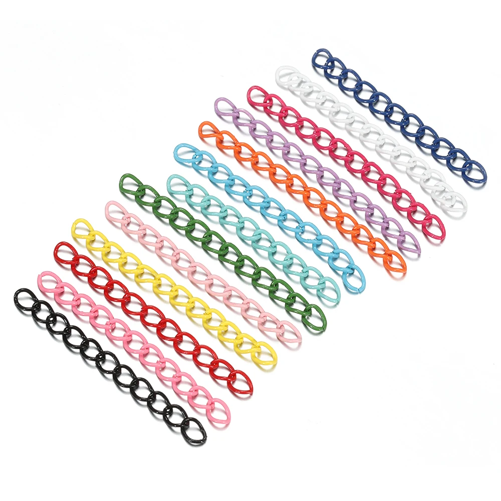 30pcs/lot 4.5cm Multicolor Extension Tail Chain Bulk Necklace Bracelet Extended Chains Extender For DIY Jewelry Making Supplies