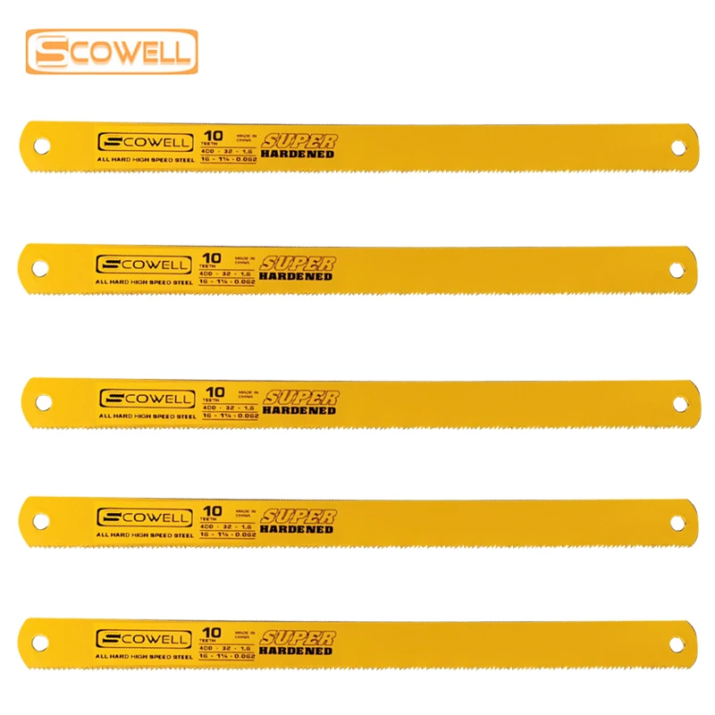 

5 PCS SCOWELL Steel Saw Blades Power Hacksaw Blade For Wood 400*32*1.6mm 10TPI HSS Material Type Machine Sawing Blades