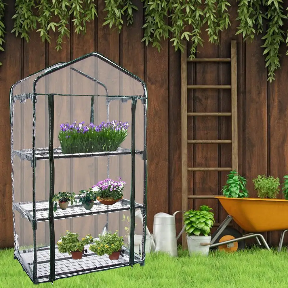 Pvc Warm Tuin Huishoudelijke Plant Kas Cover Waterdichte Bescherm Tuin Planten Bloemen 3/4/5 Tier (Zonder Ijzer Stand)