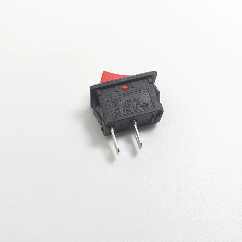 5 قطعة/الوحدة KCD1 2 دبوس 21*15 مللي متر عض في على إيقاف قارب سيارة الروك زر التبديل 6A/250V AC 10A/125V AC مع الأحمر الطاقة التبديل