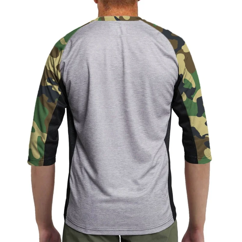 3/4 แขน MTB Downhill เสื้อเจอร์ซีย์นักปั่นจักรยานเสือภูเขา Offroad DH Breathable รถจักรยานยนต์ Motocross กีฬาเสื้อผ้า Camo ทหาร Top