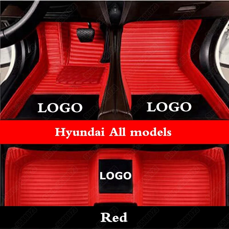 Custom Car Floor Mats for Hyundai IX25 IX35 Santa Fe Sonata Equus Elantra Genesis Kona Azera Tucson Kona I30 I40 Leather Carpet