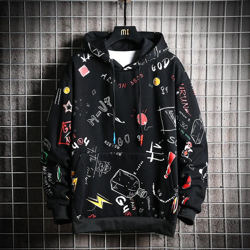 CHAIFENKO Men\'s Autumn Hoodies Men Spring Anime Graffiti Sweatshirt Male Hip Hop Harajuku Japanese Streetwear Casual Hoodie Men