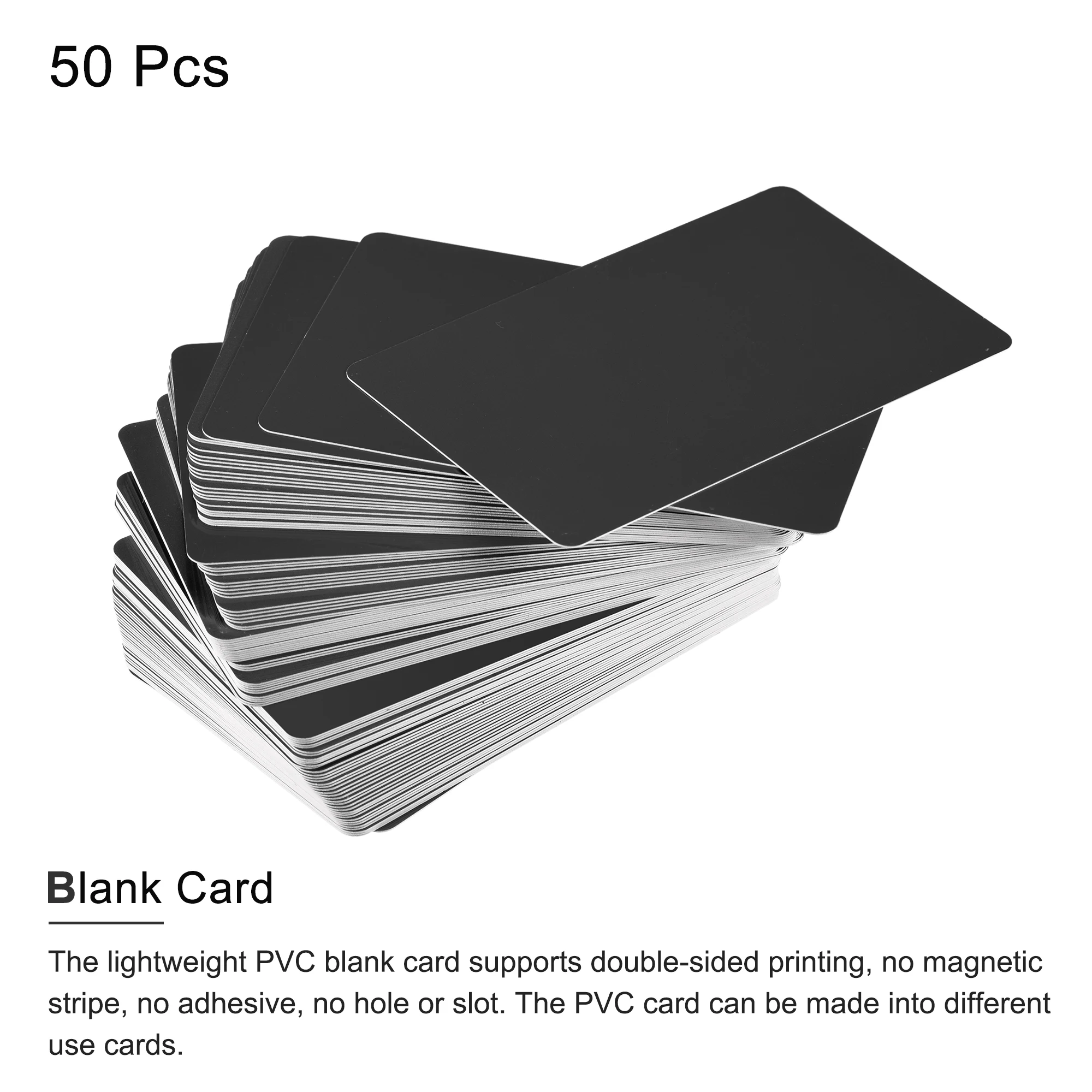 uxcell 50Pack Blank PVC Cards Black Plastic Card 14mil for ID Badge Printer, Graphic Quality