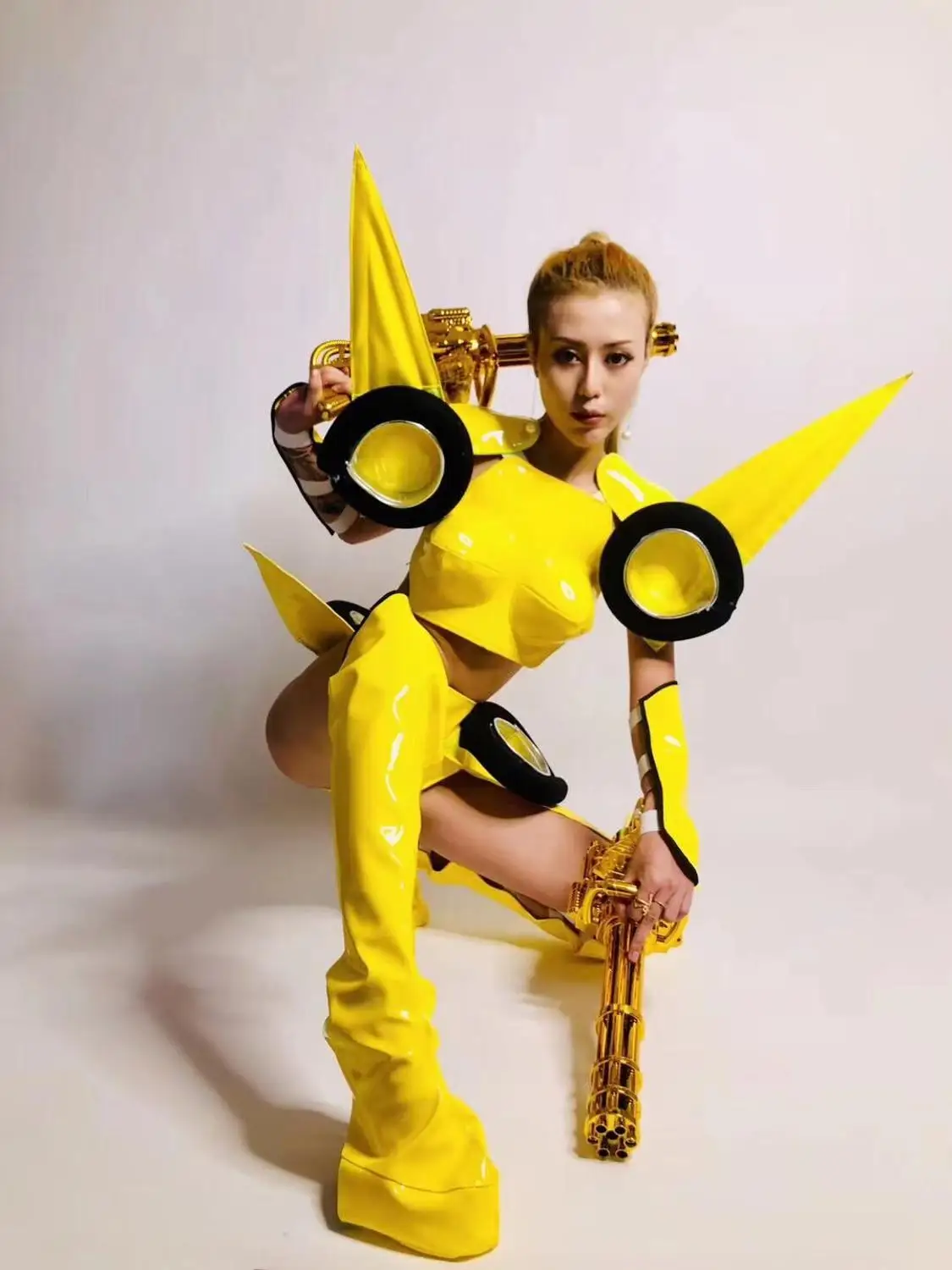 Future party robot girl friend wear cosplay transformer robot costume show stage dance outfit