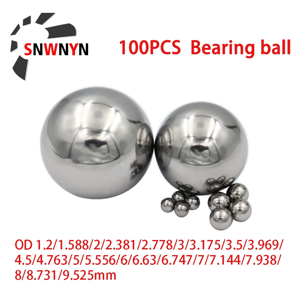 100pcs GCR15 Bearing Steel Balls1.2/2/3/3.175/3.969/4.5/5/6/6.35/7/8/9/9.525mm OD Small Ball G10 High Precision Screw Steel Ball