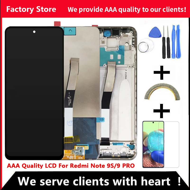 10-Touch AAA Quality LCD For Xiaomi Redmi Note 9S LCD With Frame Display Screen For Redmi Note 9 Pro LCD Display Screen 6.67”