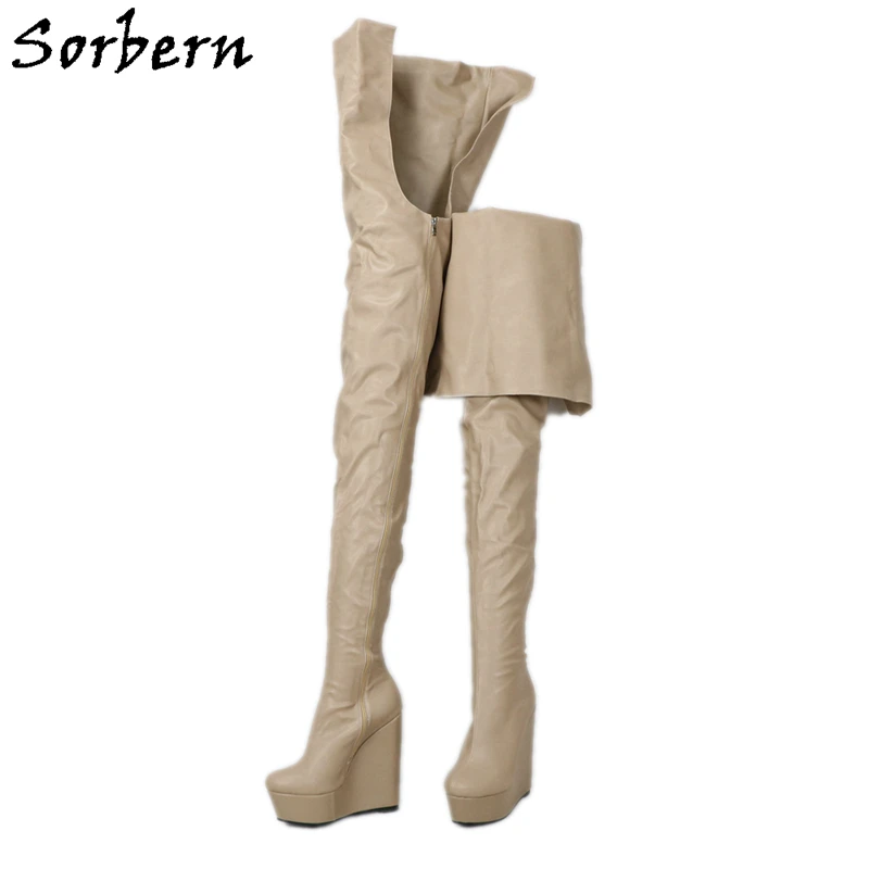 

Sorbern Custom Crotch Thigh Boots Wedges Platform Extreme Long 85Cm Inside 125Cm Outside Shaft Length Unisex Boots Ladyboy