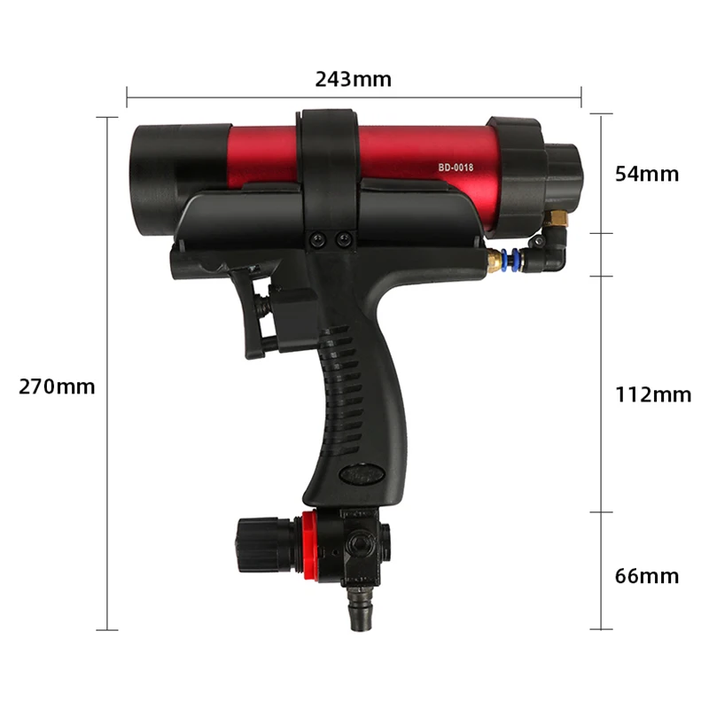 310ml Adjustable Pneumatic Glass Glue Gun Air Rubber Gun Tool Hard Glue Sealant Applicator Tool Caulking Gun Tool