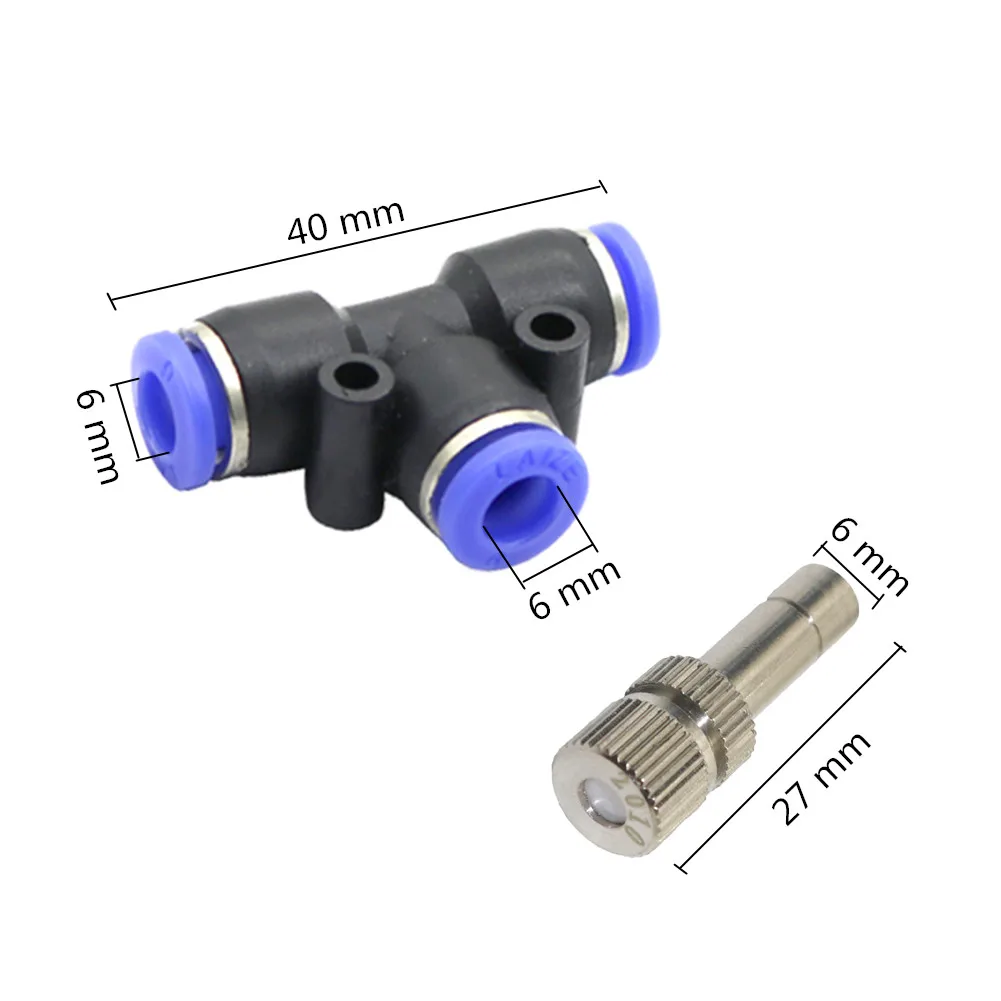 Sistema de refrigeración por nebulización, boquillas atomizadoras de baja presión, 6mm, conectores rápidos de bloqueo deslizante, humidificador de