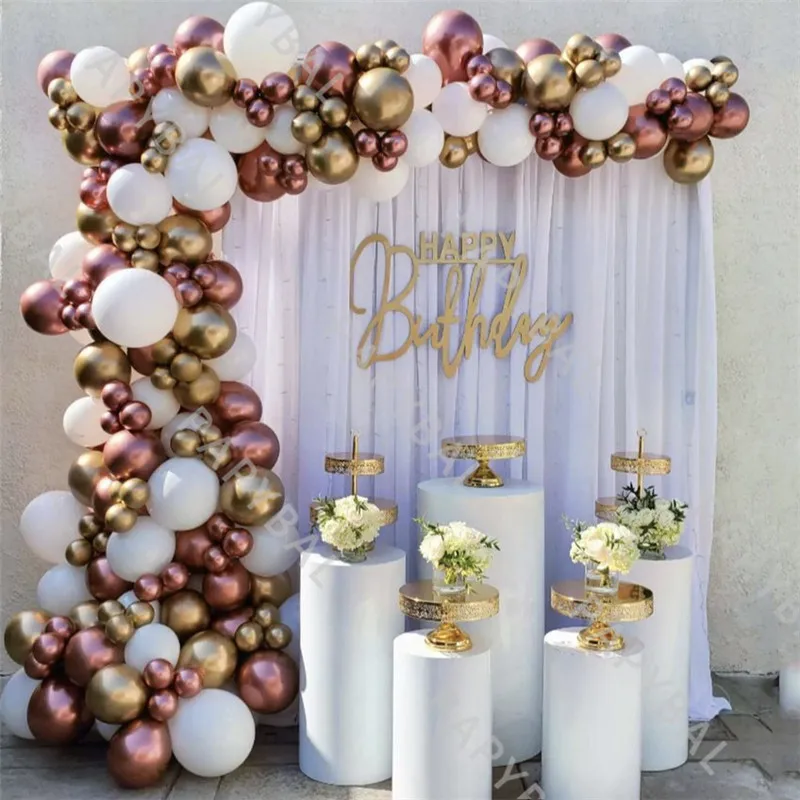 

182Pcs Rose Gold Latex Balloon Set White Balloons Arch Garland Kit Wedding Party Decoration Birthday Baby Shower Globos Supplies