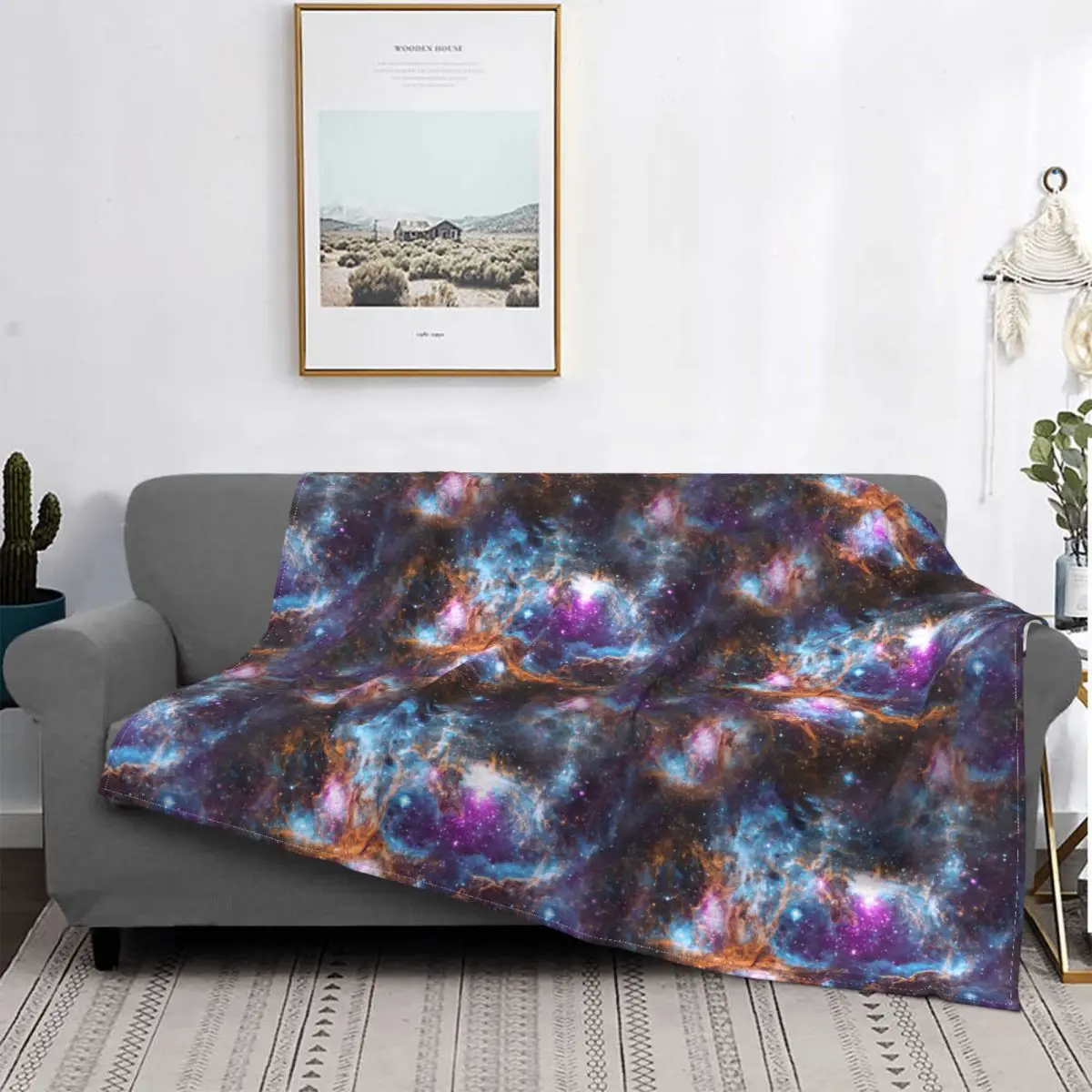 

Space Galaxy Watercolor Night Sky With Stars And Nebulas Blankets Fleece Decoration Throw Blankets for Plush Thin Quilt