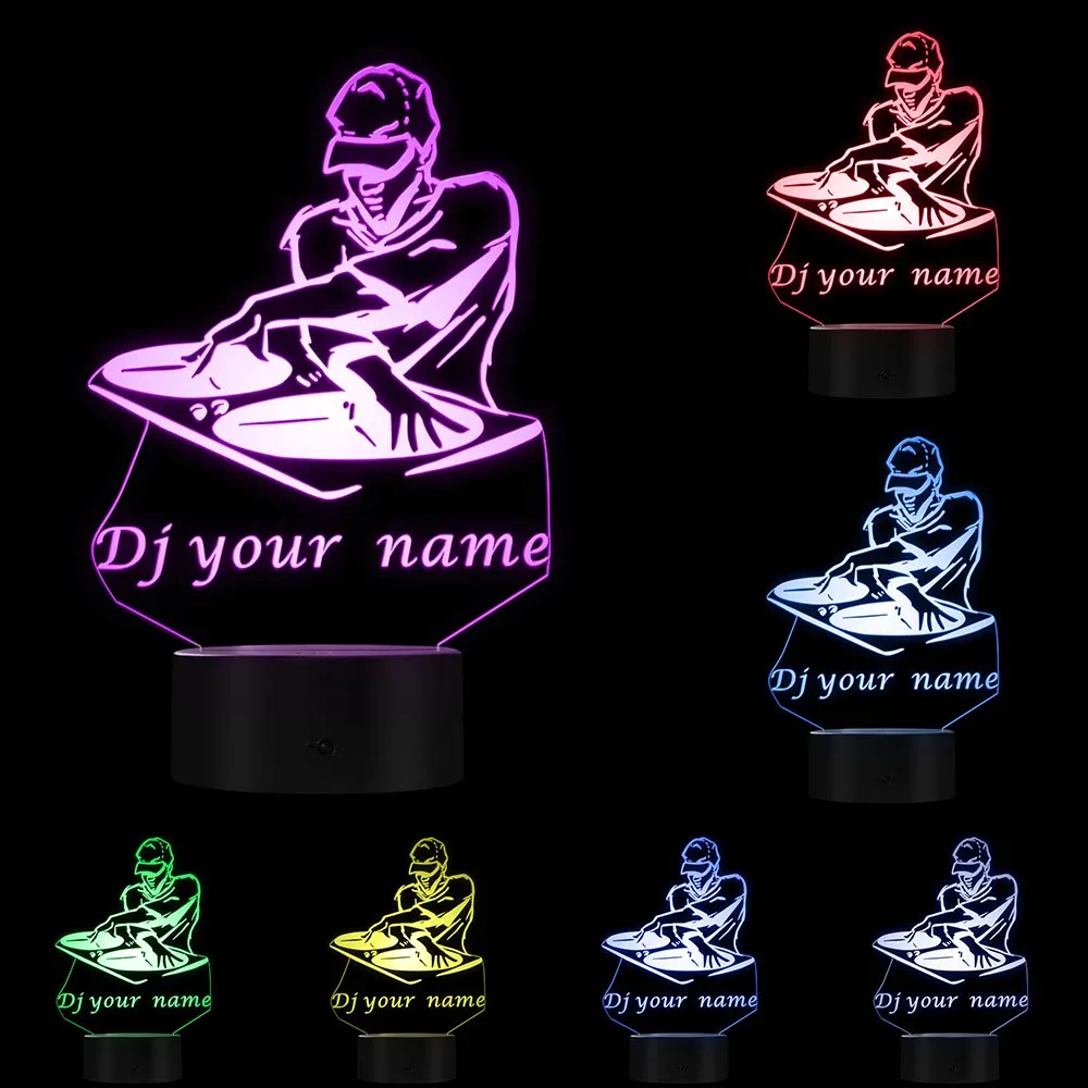 Disco DJ LED Night Light Creative Table Lamp DJ Turntable Personalised Custom Your Name Music Club Party Decorative Lighting