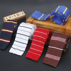 Brand New Men's Vintage Striped Knit Neck Ties For Man Party Fashion Stripe Retro Knitting Navy Red Necktie Cravatas Corbatas