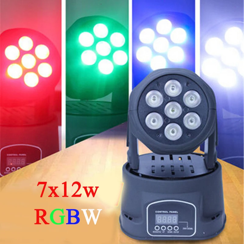 

Disco RGBW Stage Lighting 7x12W LED Wash Moving Head Beam Light Professional DMX DJ Music Party Lights for Dance Floor Ball Show