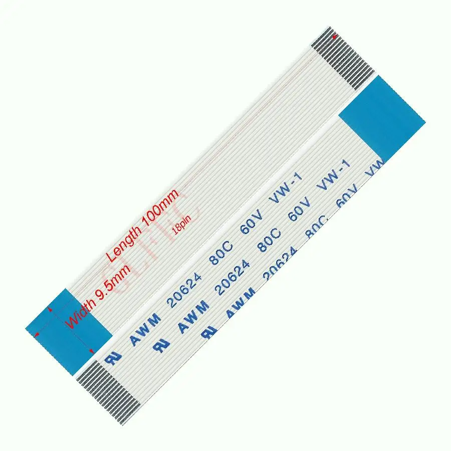 15pin 0.5pitch 100mm-250mm B-type Flexible Flat Cable FFC awm 20624 ROHS for TTL LCD DVD Computer