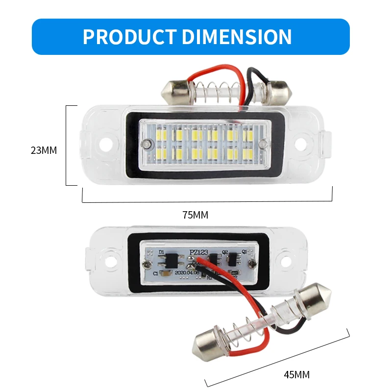 2Pcs LED License Number Plate Light For Mercedes Benz W203 W211 C219 R171 CLS SLK Bright White Canbus Error Free