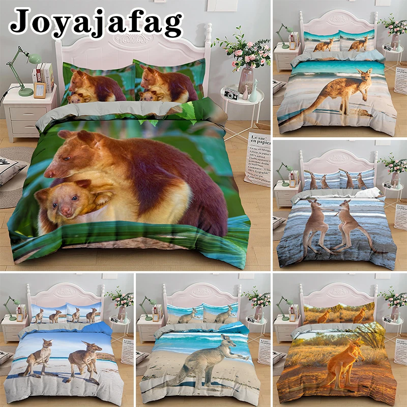 Lovely Kangaroo Bedding Set Queen King Single Size Duvet Cover With Zipper Closure Bed Sets Pillwocase Quilt Covers Bedclothes