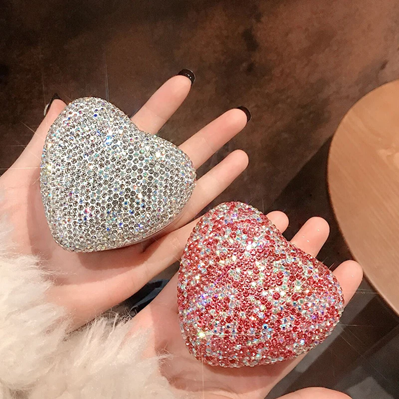 

Diamond Jewelry Box with LED Light Heart-shaped Glitter Wedding Ring Box Necklace Pendant Packaging Box Jewelry Storage Box