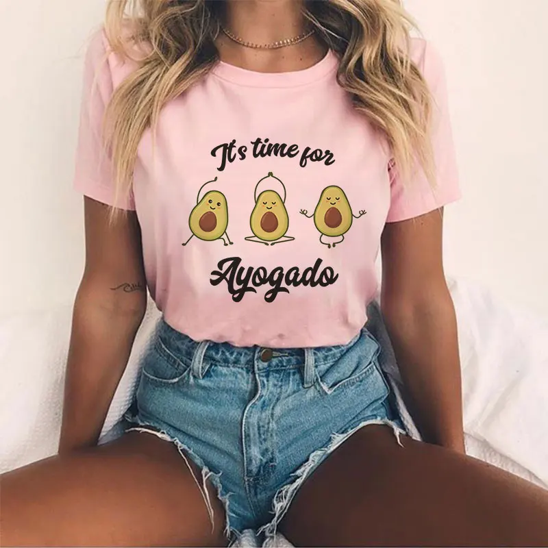 Avocado Vegan Women Print T Shirt Ulzzang 2020 Kawaii Cartoon Tshirt Harajuku 90s Graphic Female Tops T-shirt 90s Summer Clothes