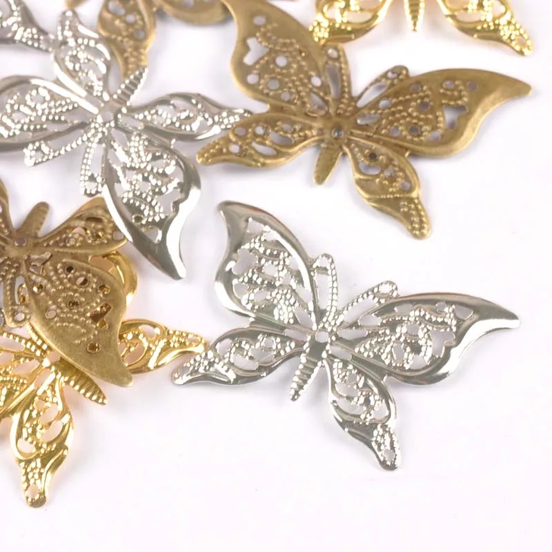 Metal Crafts Mixed Butterfly Connectors Filigree Flower Wraps For DIY Scrapbook Home Decor Embellishments 10Pcs 43x26mm yk0772