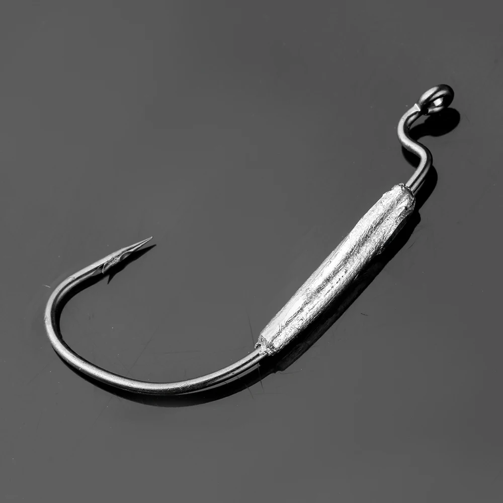 JOHNCOO 10pcs 1.8g 2g 3g 6g High Carbon Steel Fishing Hooks Crank Weigted Sharp Hooks  for Soft Lure Fish Hook