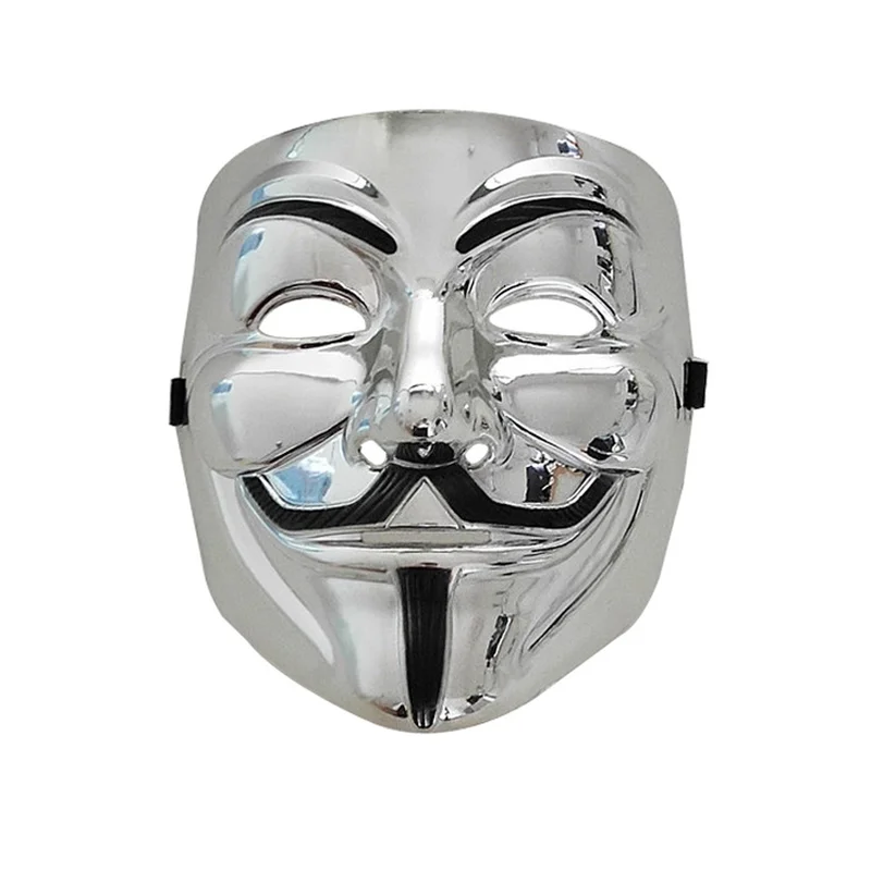 10 Pcs Guy Fawkes Gold Mask Bronze V for Vendetta Mask Killer Cosplay Costume Accessory Halloween Masquerade Horror Silver Masks