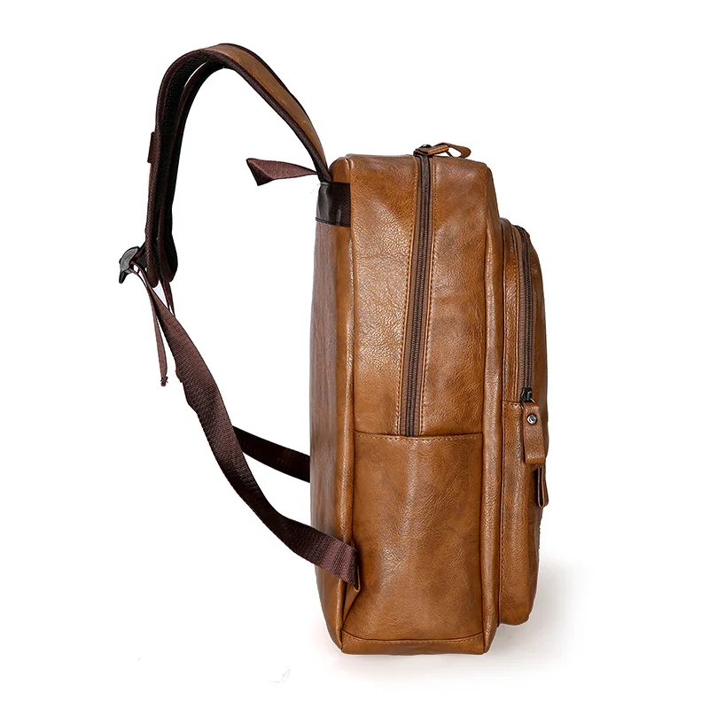 Mochila de cuero para hombre, morral grande para ordenador portátil, mochila escolar informal para adolescentes y niños, alta calidad