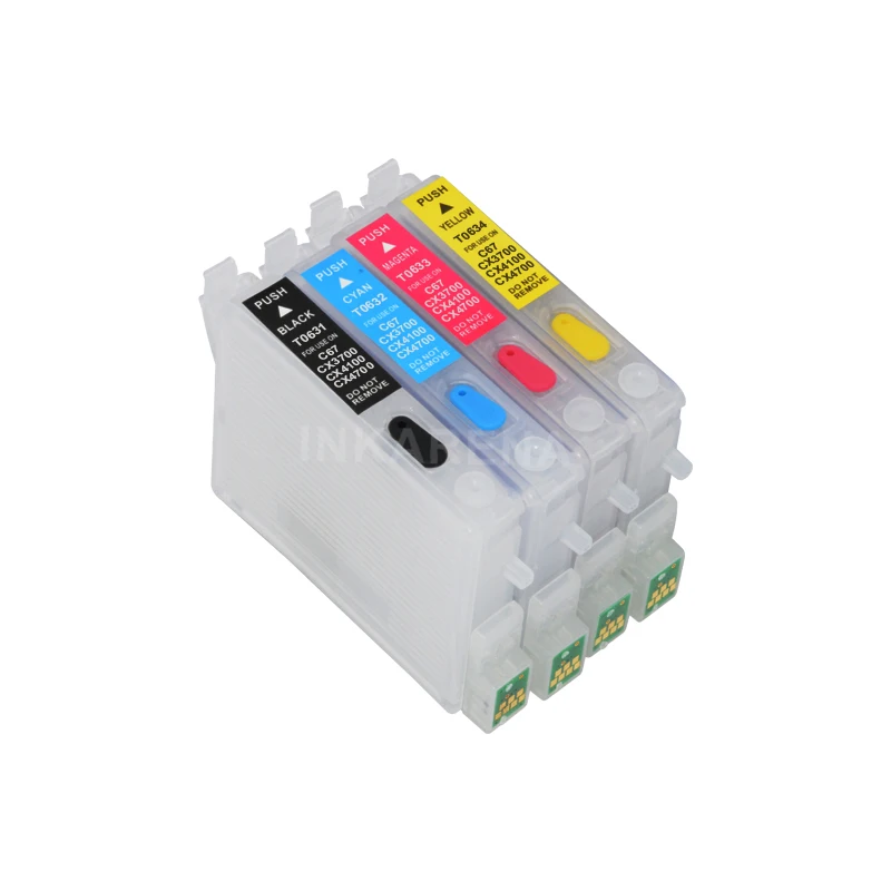 INKARENA T0631 XL Ink Cartridge For Epson Stylus C67 C87 C87 Plus CX3700 CX4100 CX4700 CX5700F CX7700 + 4 Color Refill Ink Kits