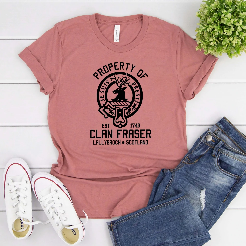 Women Property of Clan Foster T-Shirt Outlander Book Series Shirt Jamie Fraser Sassenach Shirts Vintage Tv Show Tees Casual Tops